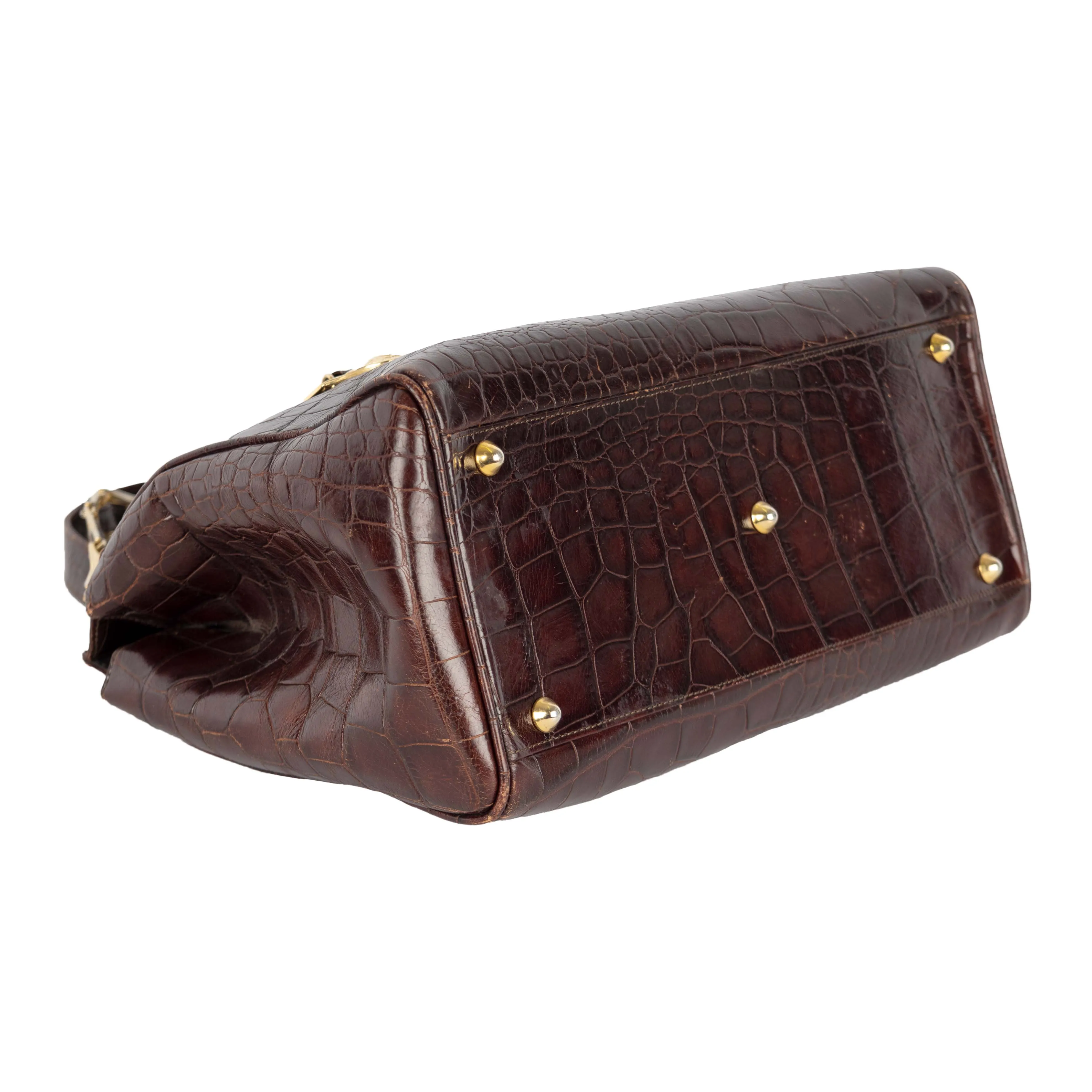 Gianni Versace Vintage Crocodile Embossed Handbag - '90s