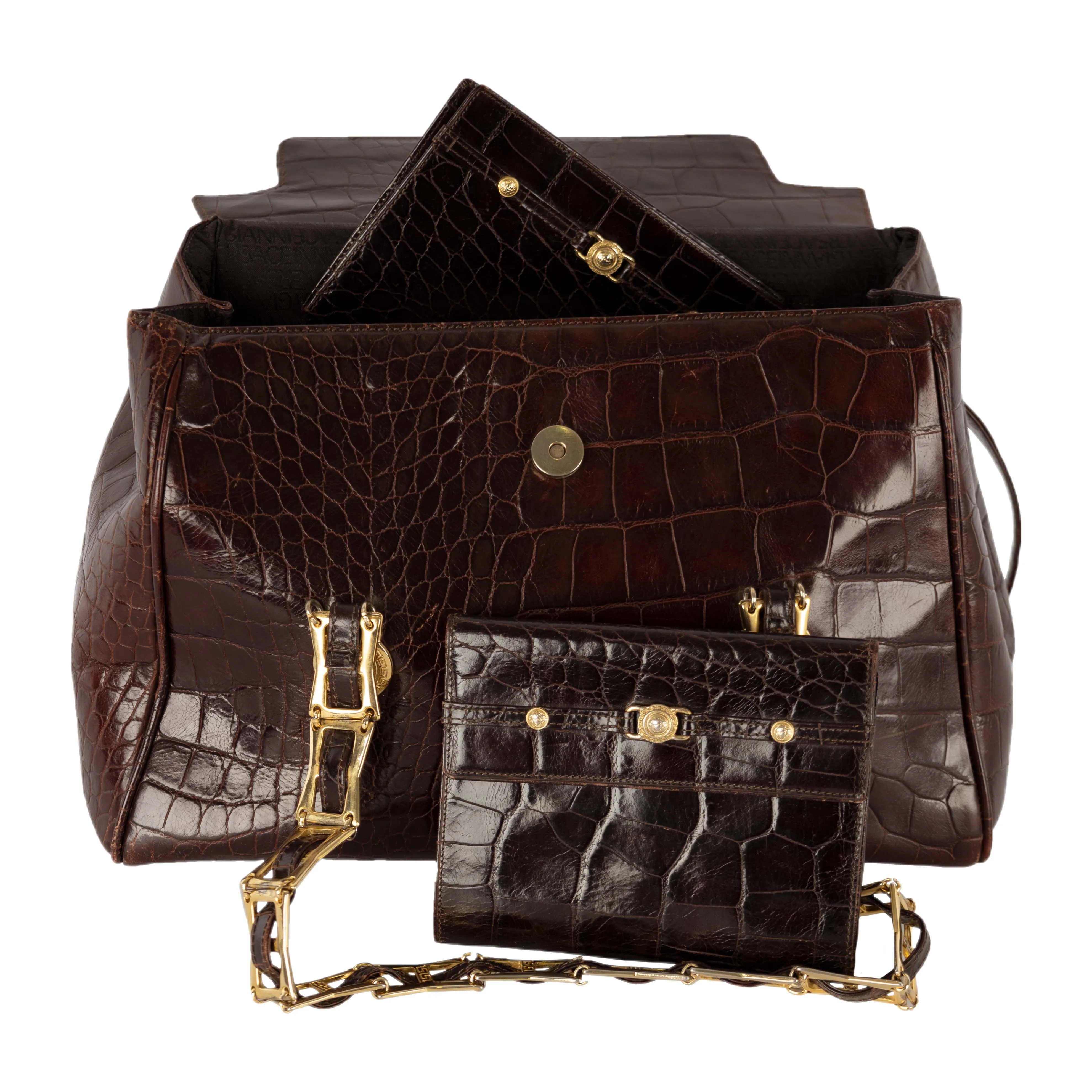 Gianni Versace Vintage Crocodile Embossed Handbag - '90s