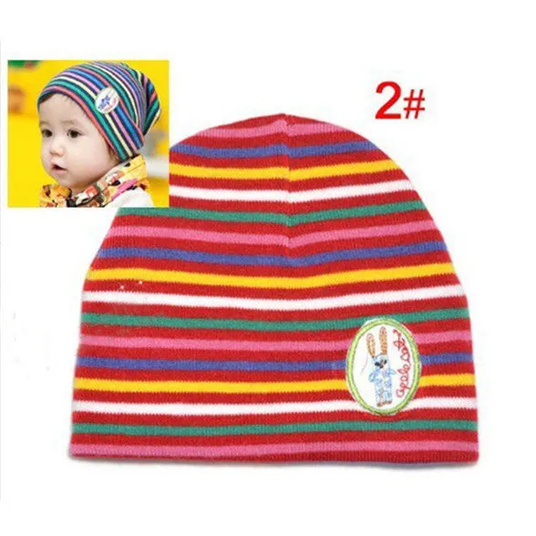 Girl Boy Baby Colorful Striped Skull Hats Kids 1M-3Y Warm Cotton Beanies Cap Hat SM6