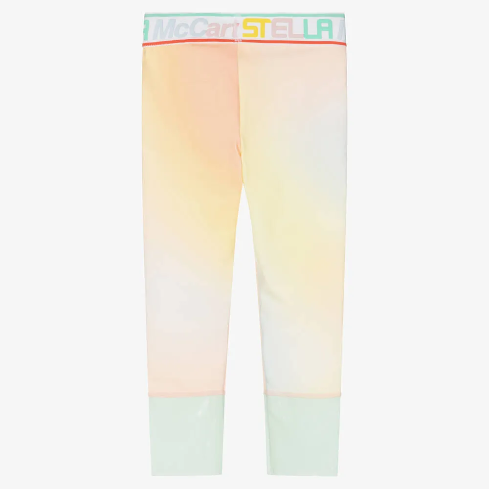 Girls Pink & Yellow Logo Leggings