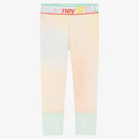 Girls Pink & Yellow Logo Leggings