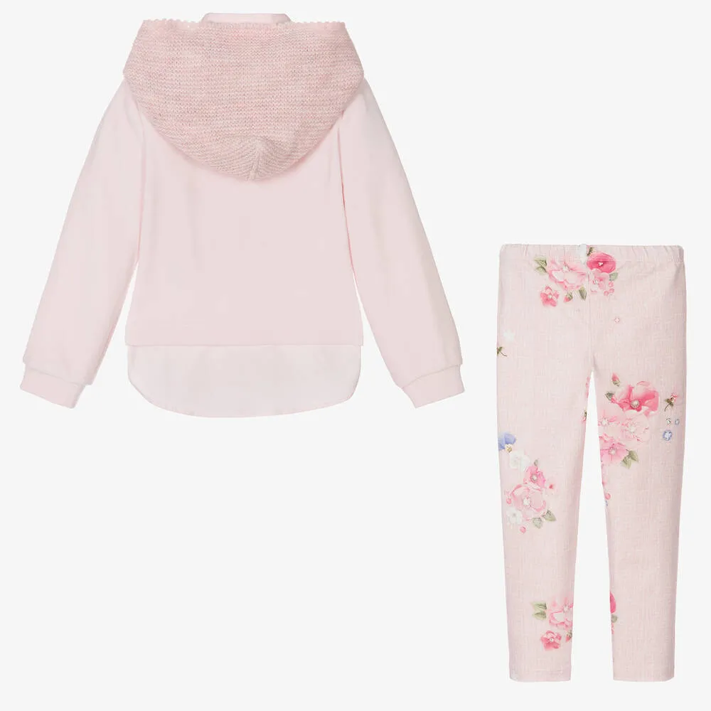 Girls Pink Jersey Leggings Set