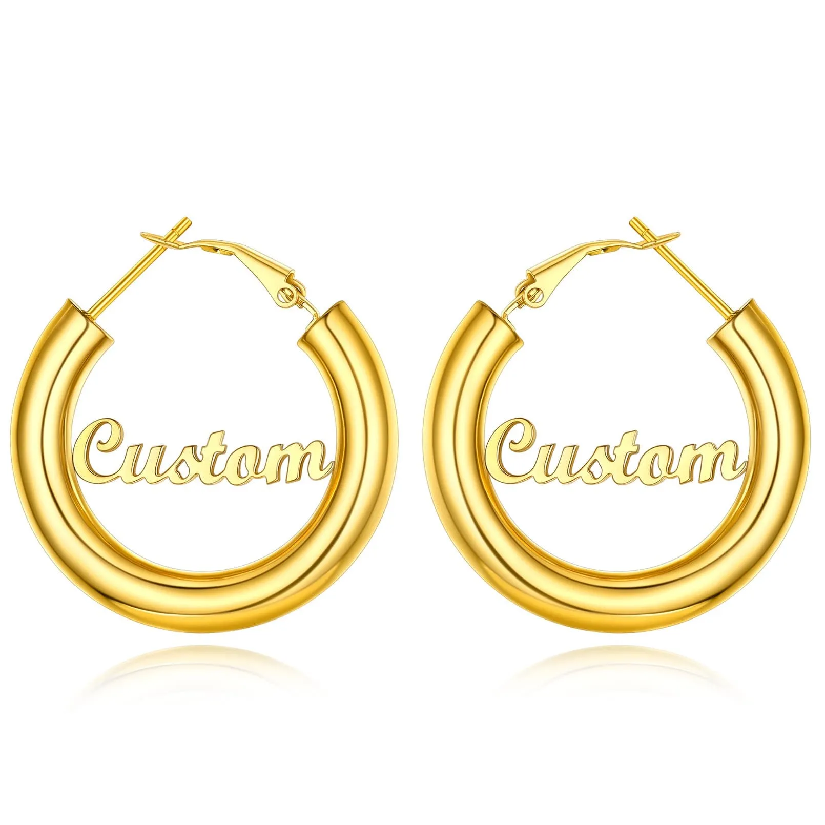 Gold Plated hoop earrings Custom Name Earrings for Women