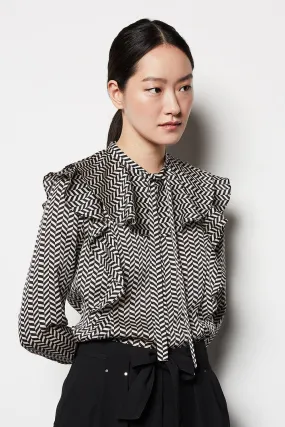 Herringbone Pussybow Blouse | Karen Millen