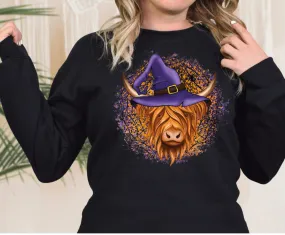 Highland cow witch DTF Transfer