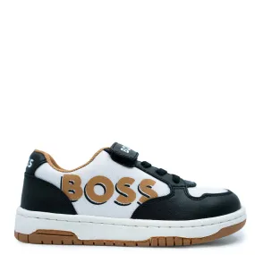 Hugo Boss Black and White Logo Velcro Sneaker