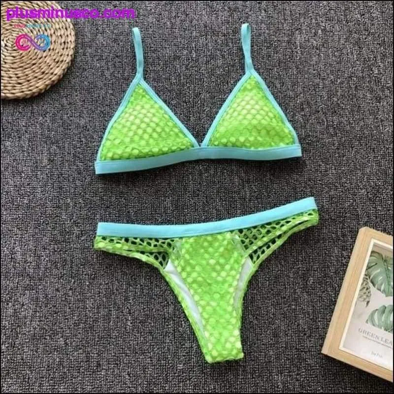 In-X Sexy neon bikini 2020 Mesh swimsuit female See through