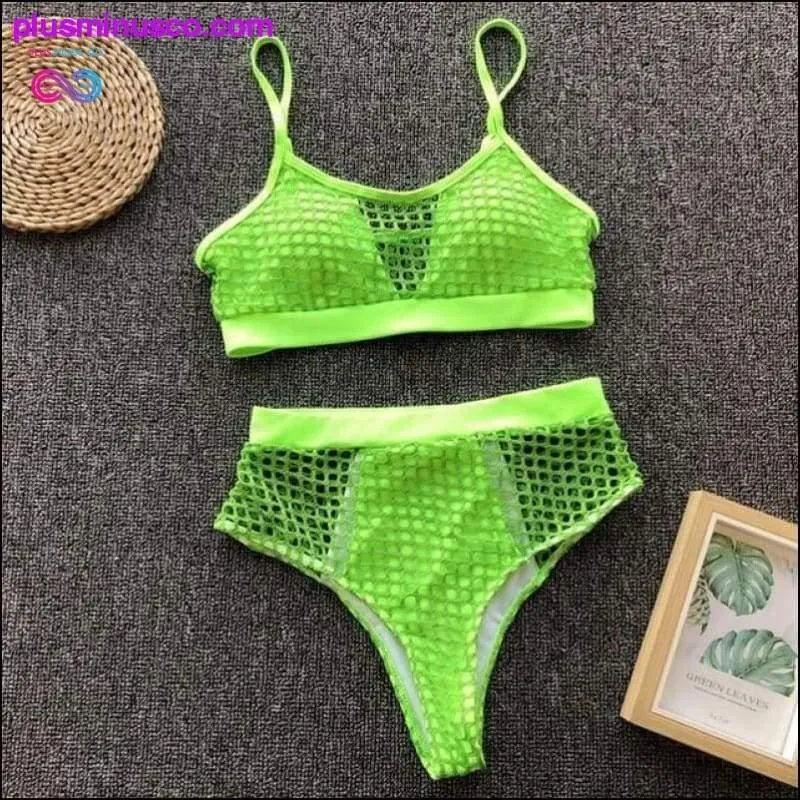 In-X Sexy neon bikini 2020 Mesh swimsuit female See through