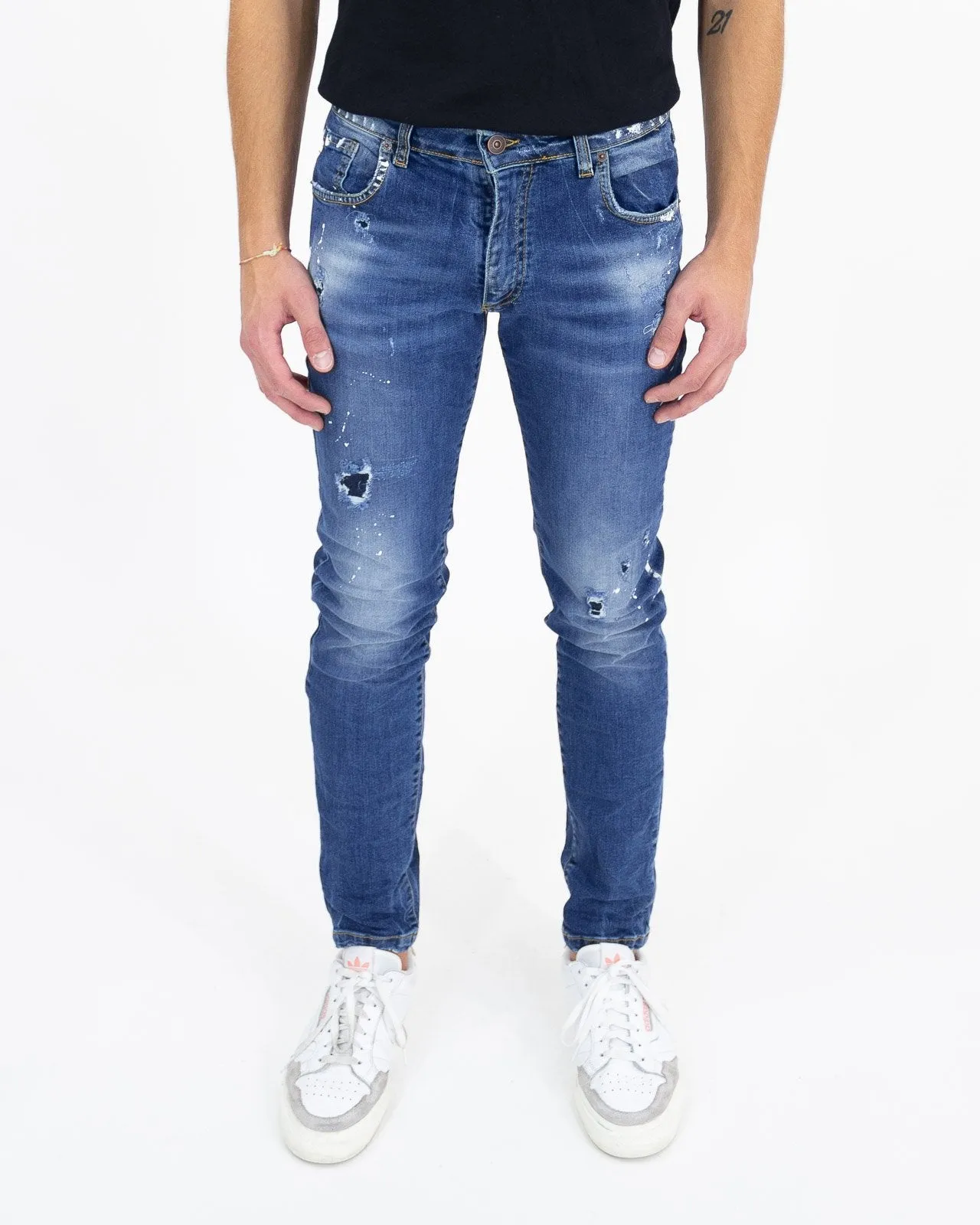 Jeans skinny effetto macchie