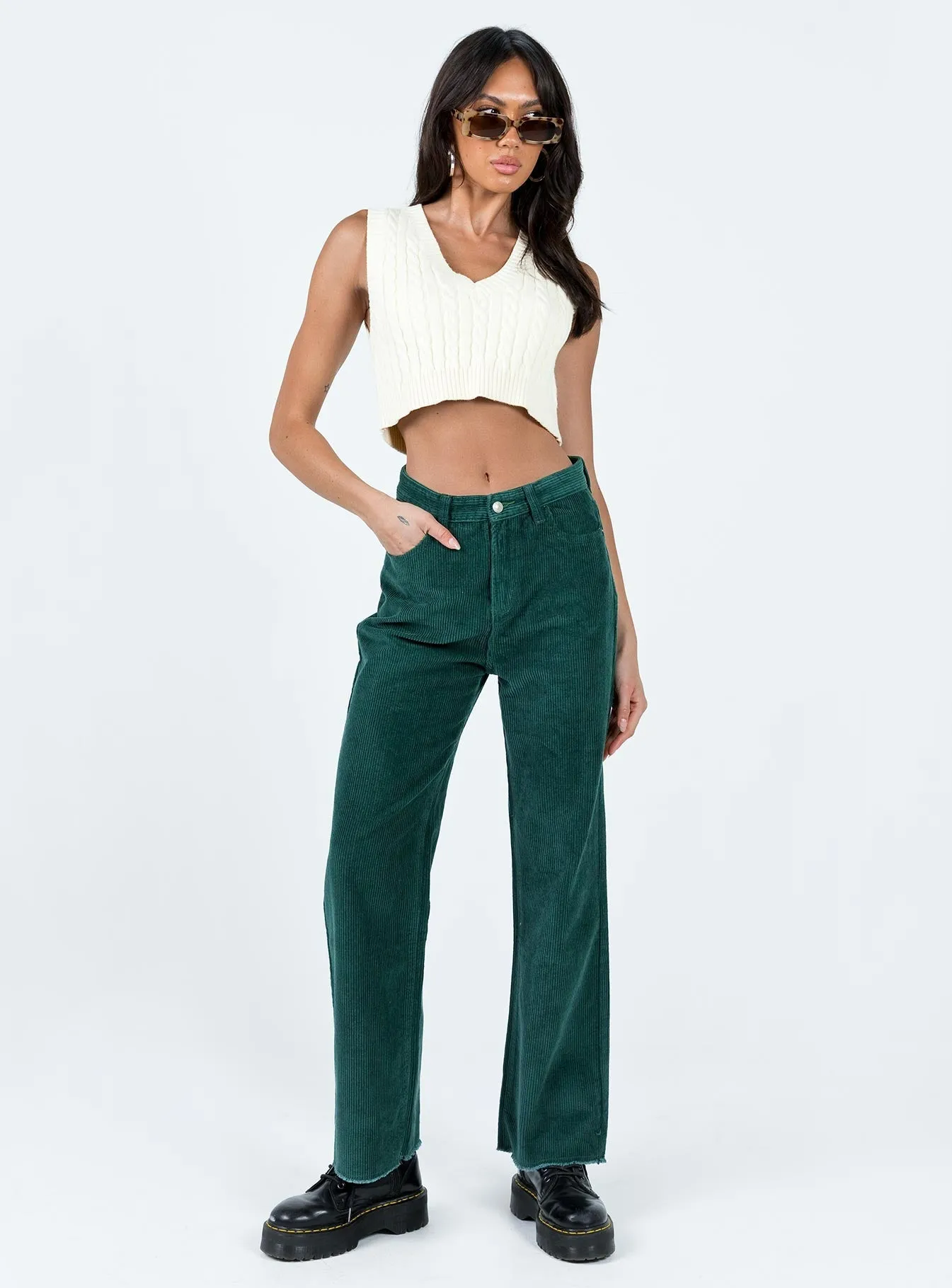 Kalinda Jeans Green Cord