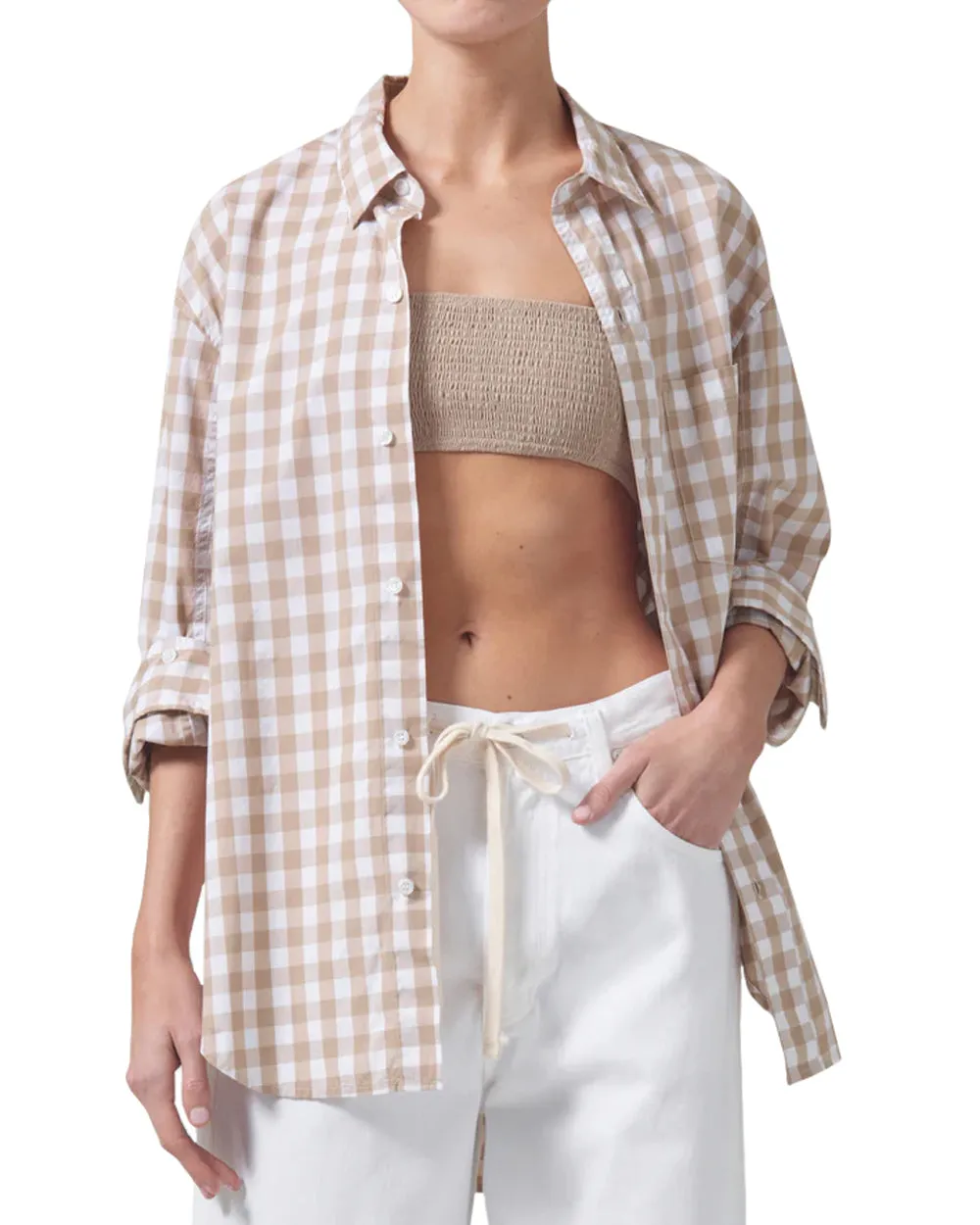 Khaki Gingham Kayla Shirt