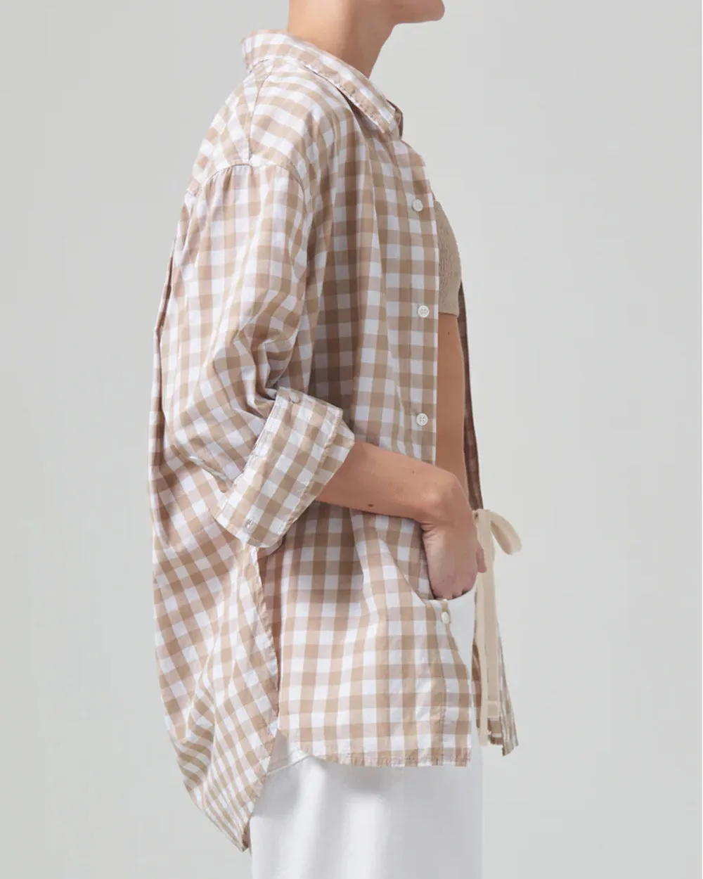 Khaki Gingham Kayla Shirt