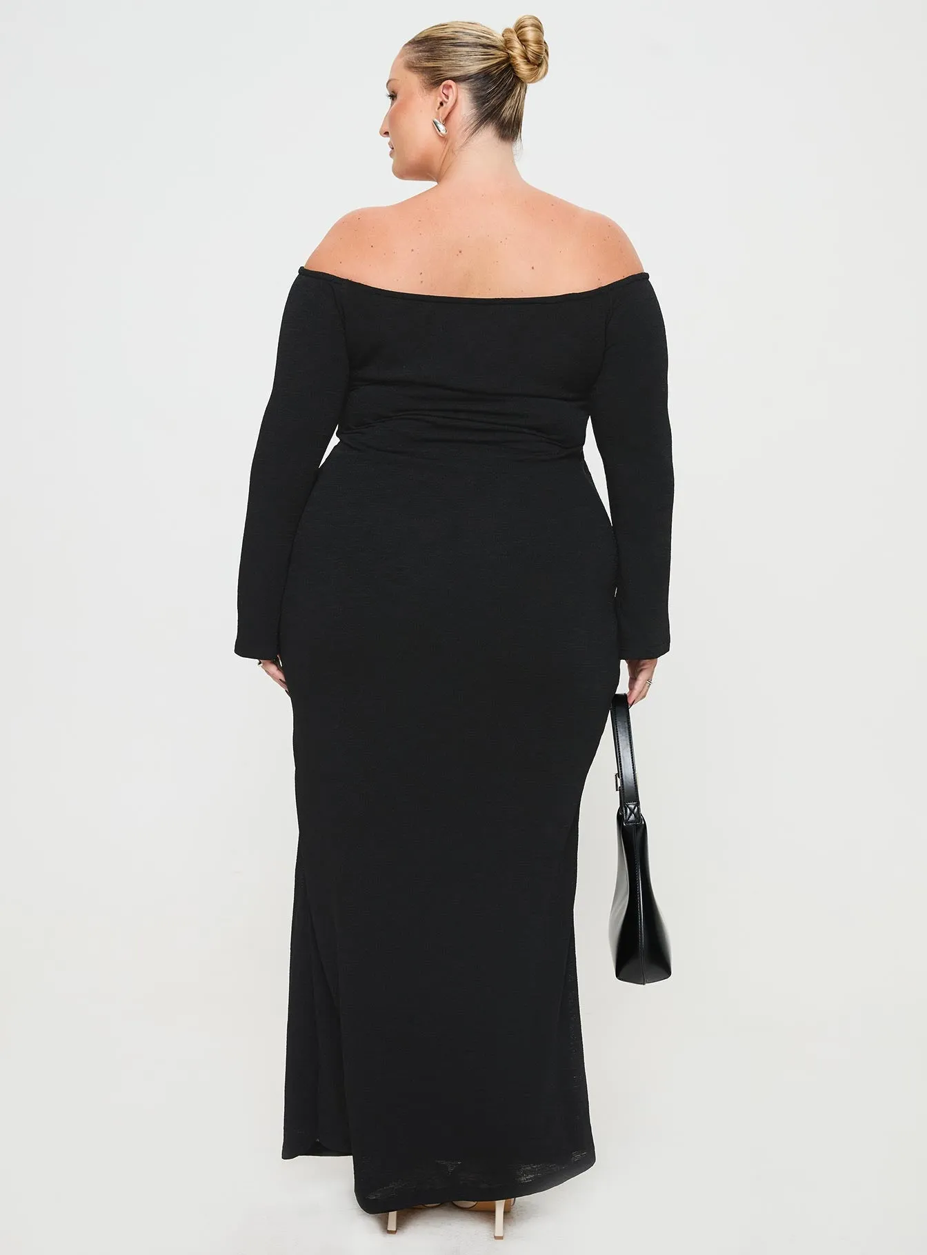 Korey Off The Shoulder Maxi Dress Black Curve