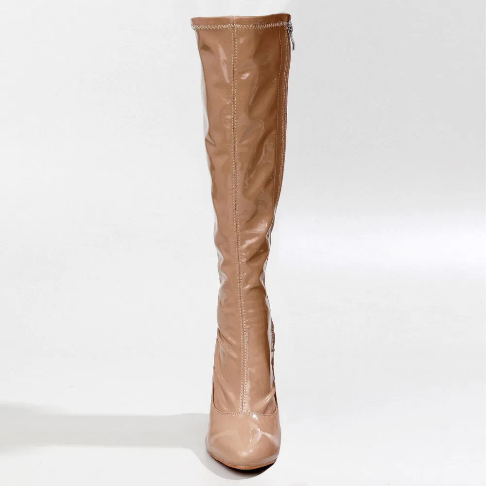 La Gogo Calf Boot - Dark Tan Wet Look - Street Sole