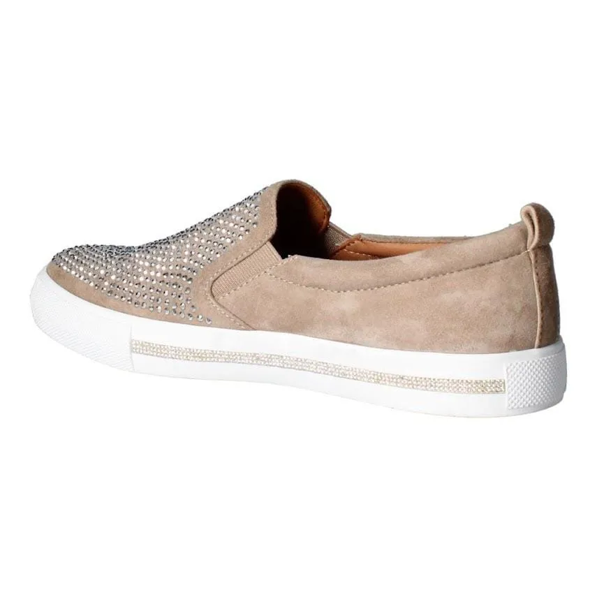 L'AmourDesPieds  KAMADA Taupe Leather Slip-On Sneaker