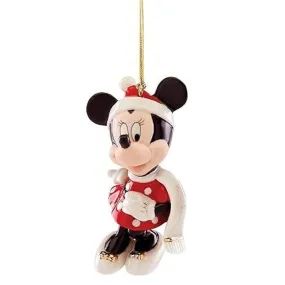 Lenox Disney Showcase Minnie Mouse Winter Ornament Christmas Ornament, Red