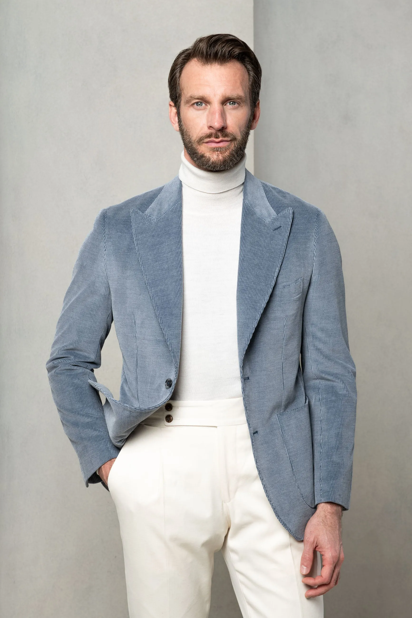 Light blue corduroy jacket Soragna Capsule Collection - Made in Italy