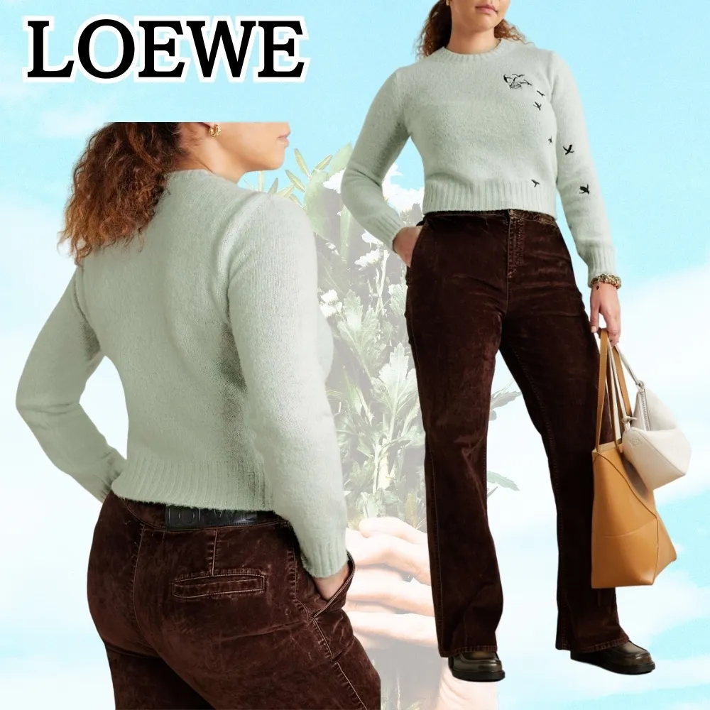 LOEWE  |Casual Style Wool Long Sleeves Plain Other Animal Patterns