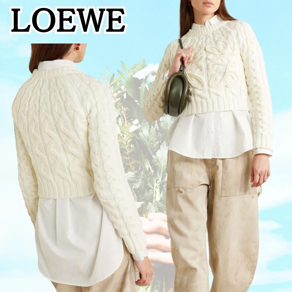 LOEWE  |Crew Neck Casual Style Wool Street Style Long Sleeves Plain