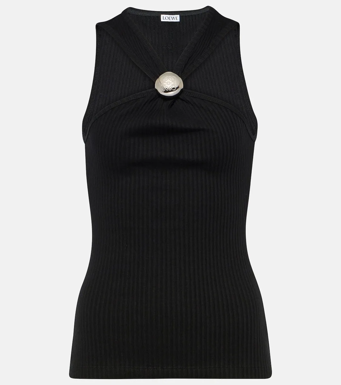 LOEWE  |Rib Blended Fabrics Sleeveless Studded Street Style U-Neck