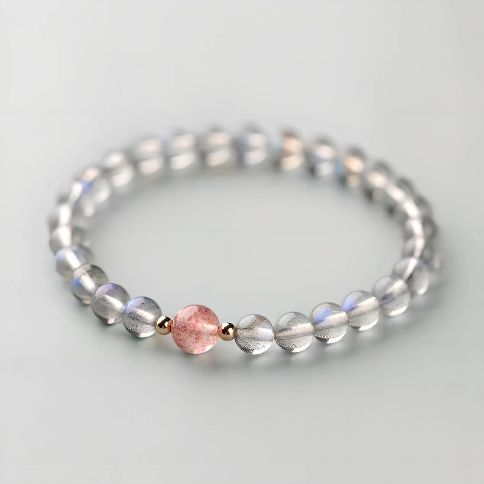 Luxyin Karen Grey Moonstone Crystal Bead Bracelet