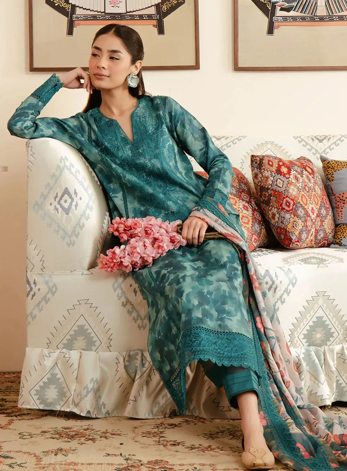 Malina By Afrozeh Printed Lawn 3 Piece Unstitched Suit AF24M D-01 CEILA