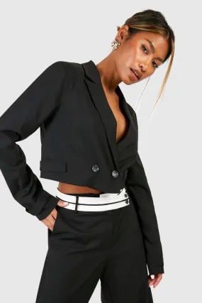 Marl Boxy Cropped Tailored Blazer