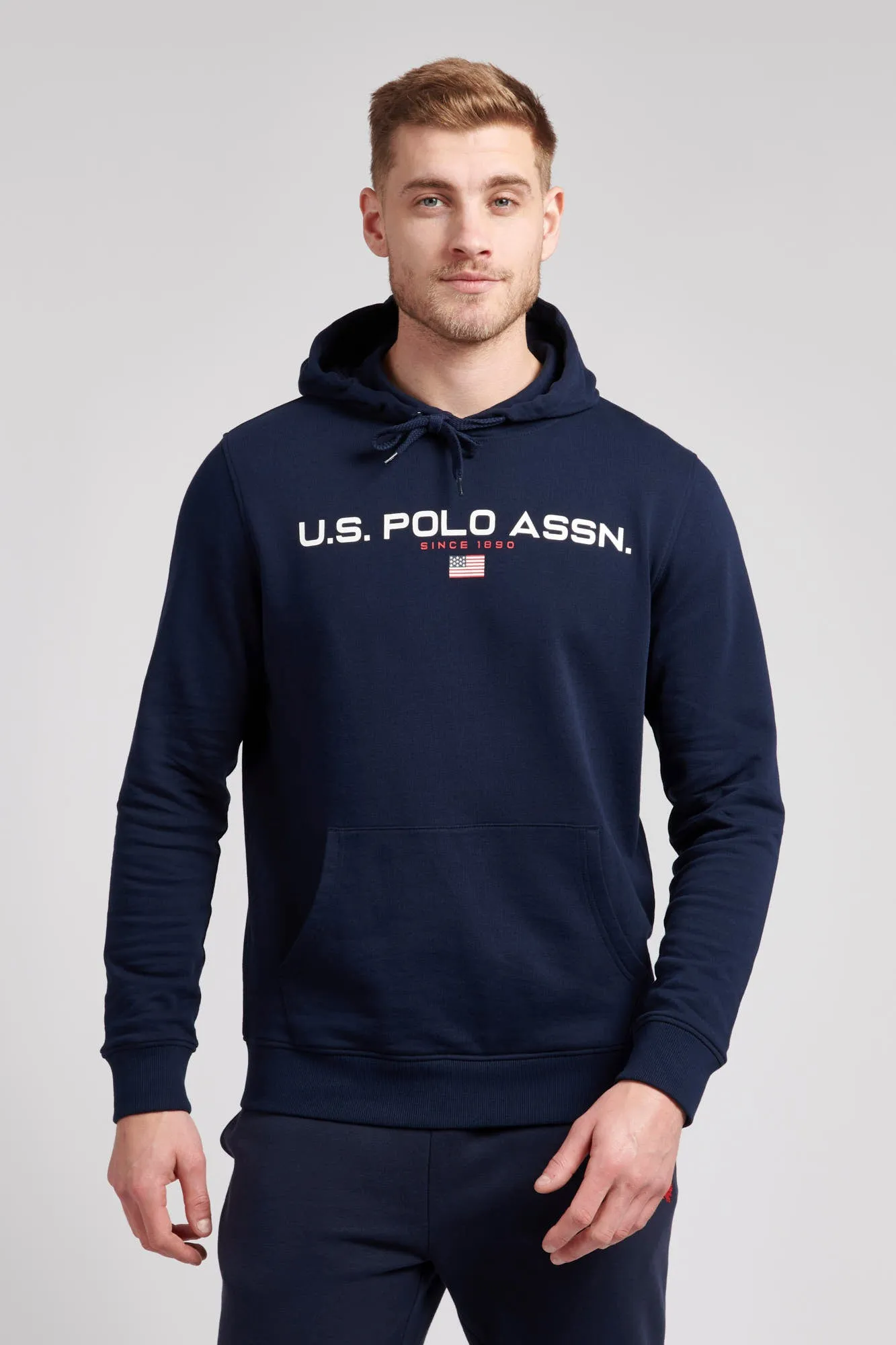 Mens Block Flag Graphic Hoodie in Navy Blue