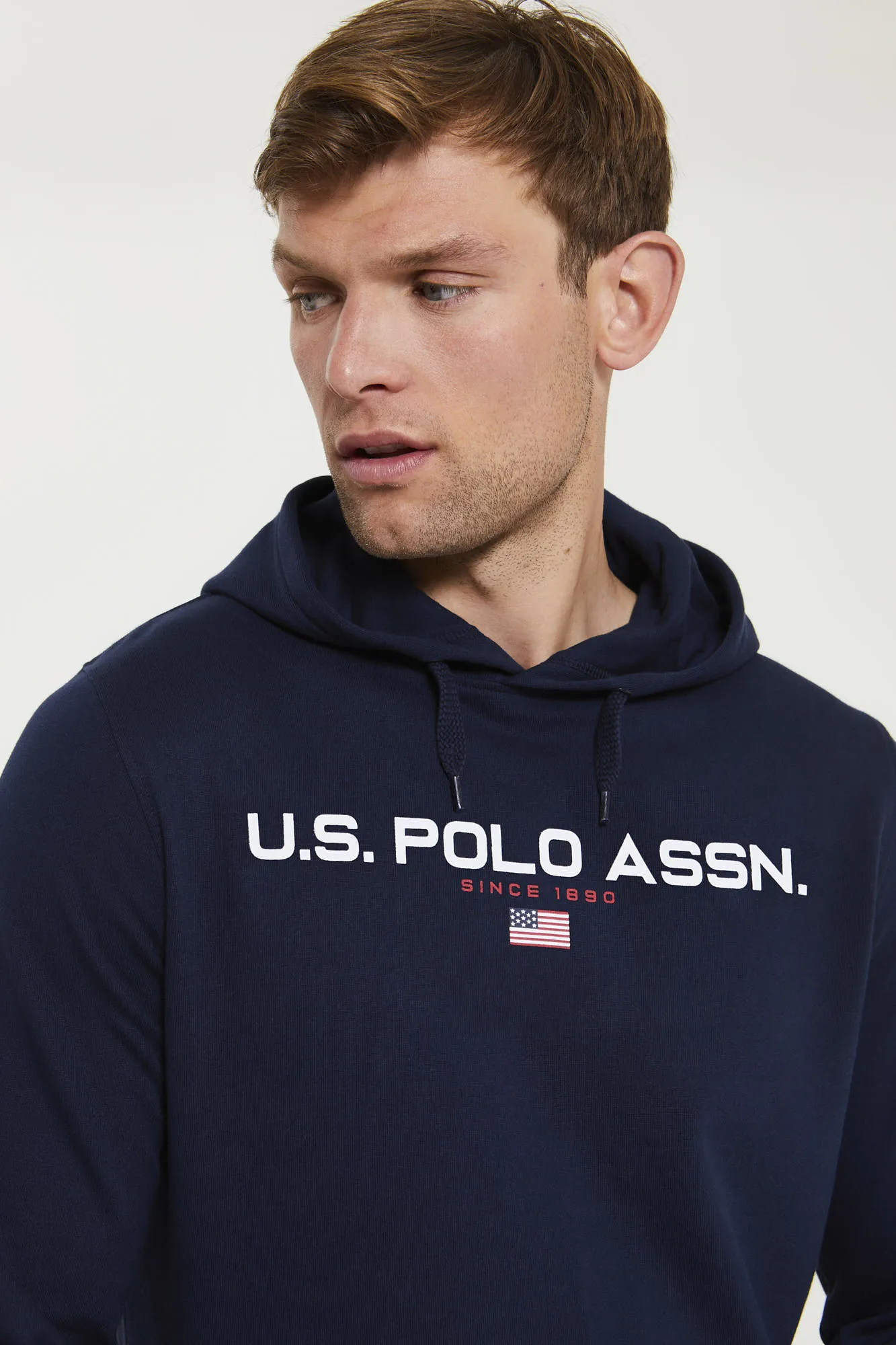 Mens Block Flag Graphic Hoodie in Navy Blue