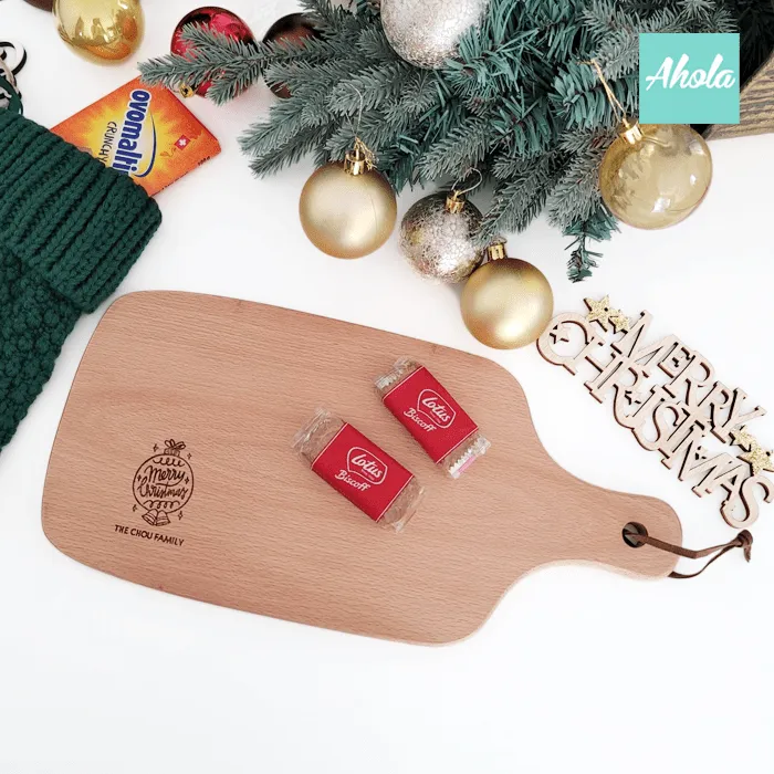 【Merry Christmas】Maple Wood Cutting Board with Handle 聖誕楓木刻字多用途砧板 (3-5個工作天完成)