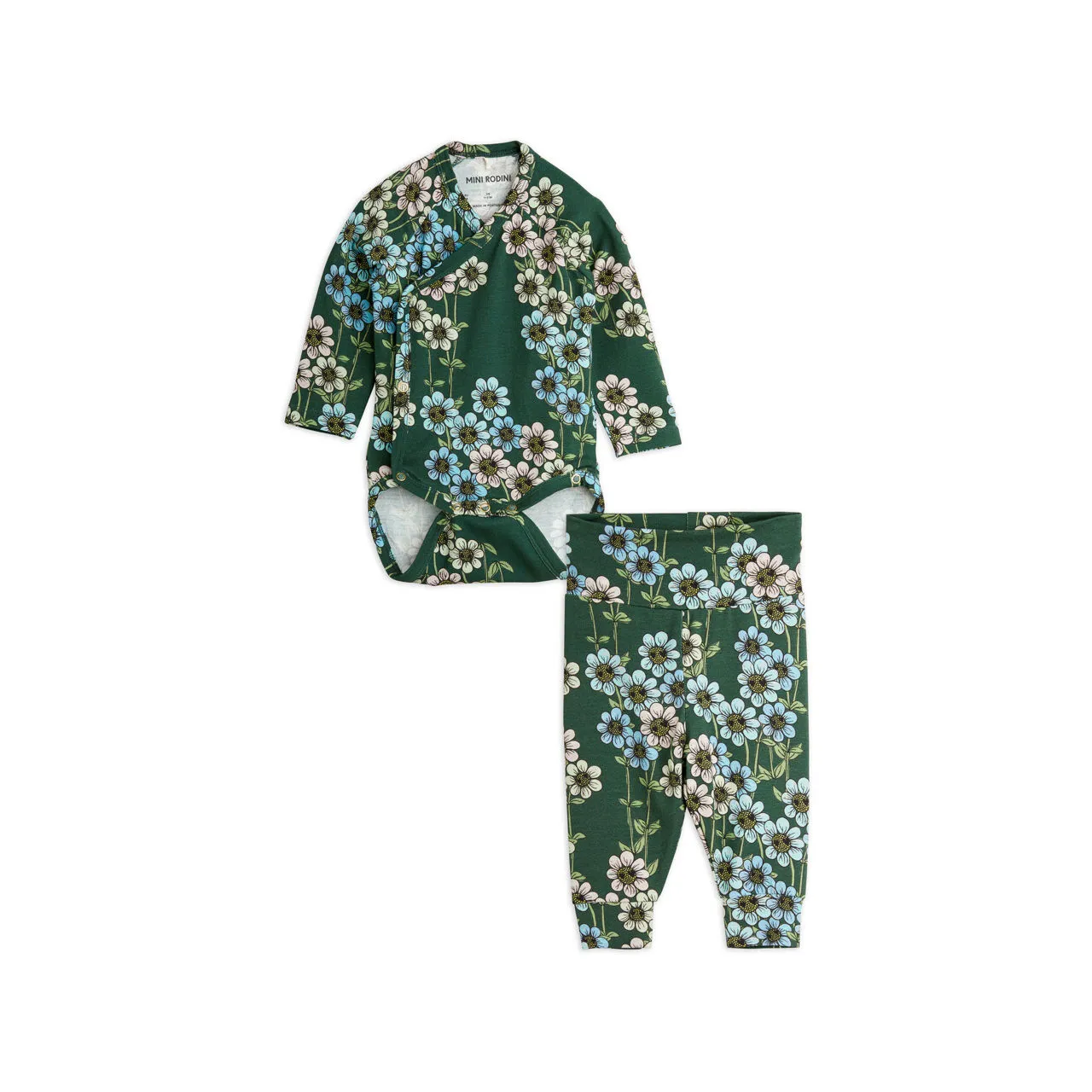 MINI RODINI Two-Piece Daisy Bodysuit & Leggings Set - Green