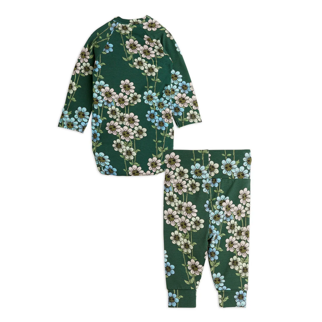 MINI RODINI Two-Piece Daisy Bodysuit & Leggings Set - Green