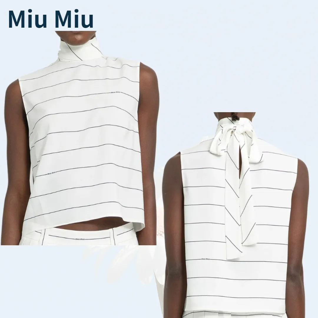 MiuMiu  |Stripes Monogram Casual Style Blended Fabrics Sleeveless