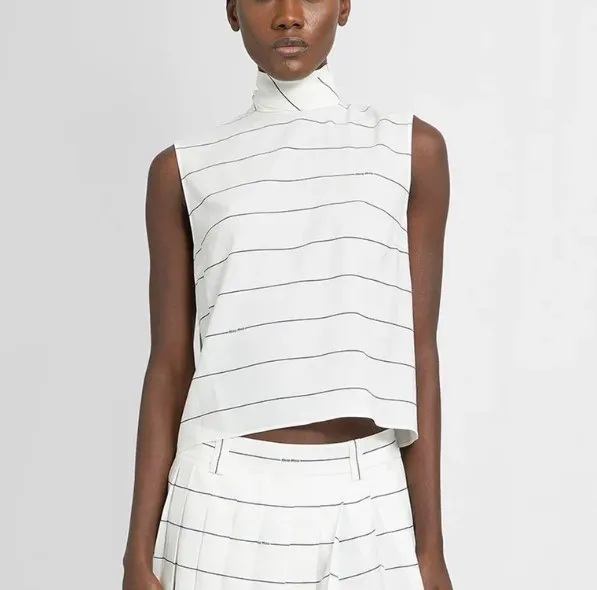 MiuMiu  |Stripes Monogram Casual Style Blended Fabrics Sleeveless