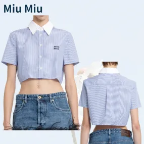 MiuMiu  |Stripes Monogram Casual Style Street Style Bi-color Cotton