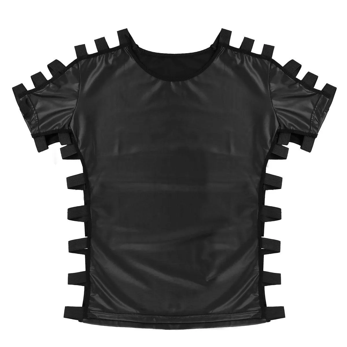 Muscle T-shirt Tops Faux Leather Night Clubwear