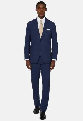 Navy Blue Prince of Wales Check Suit In Super 130 Wool