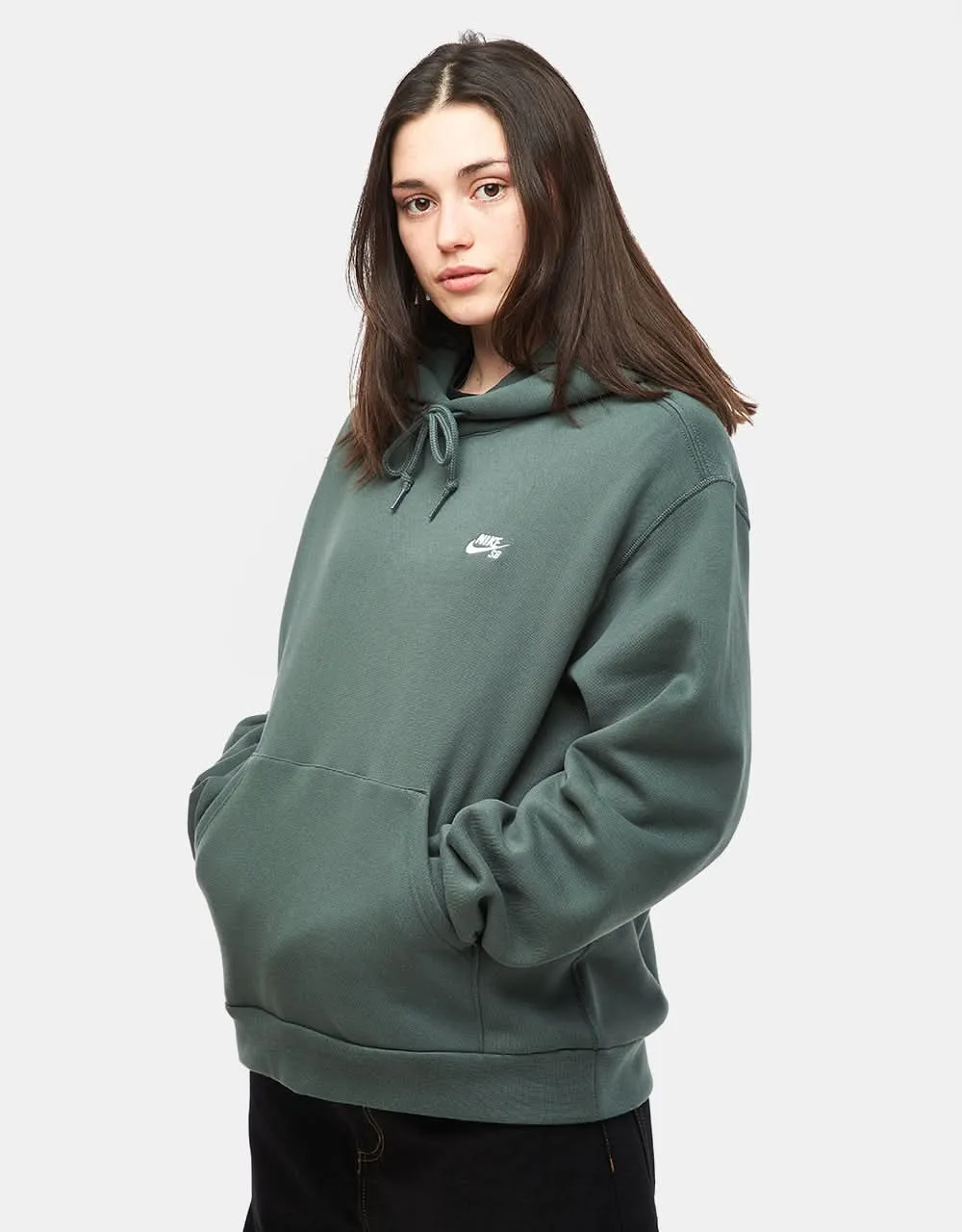 Nike SB Essential Logo Pullover Hoodie - Vintage Green/White