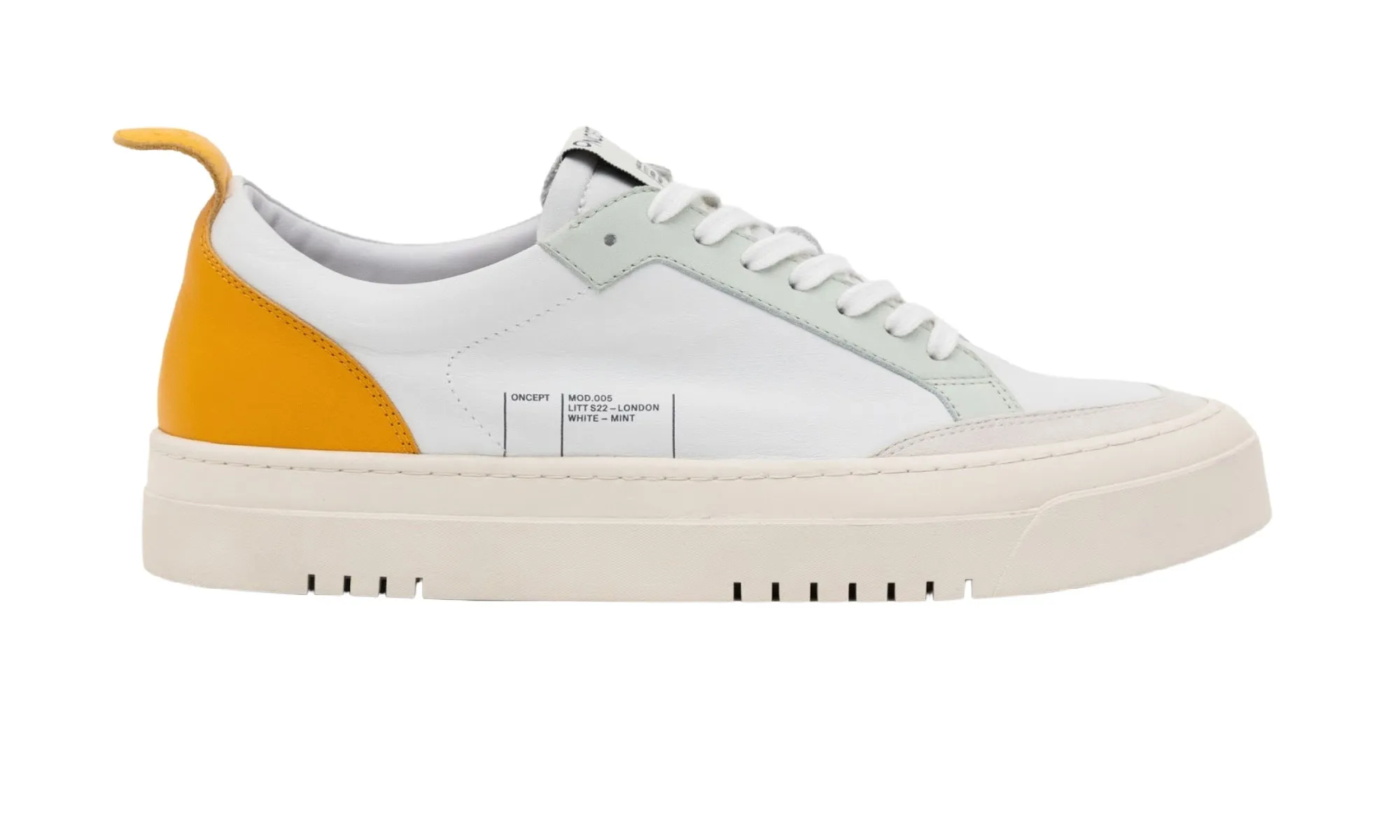 Oncept London White Mint Leather Platform Sneaker