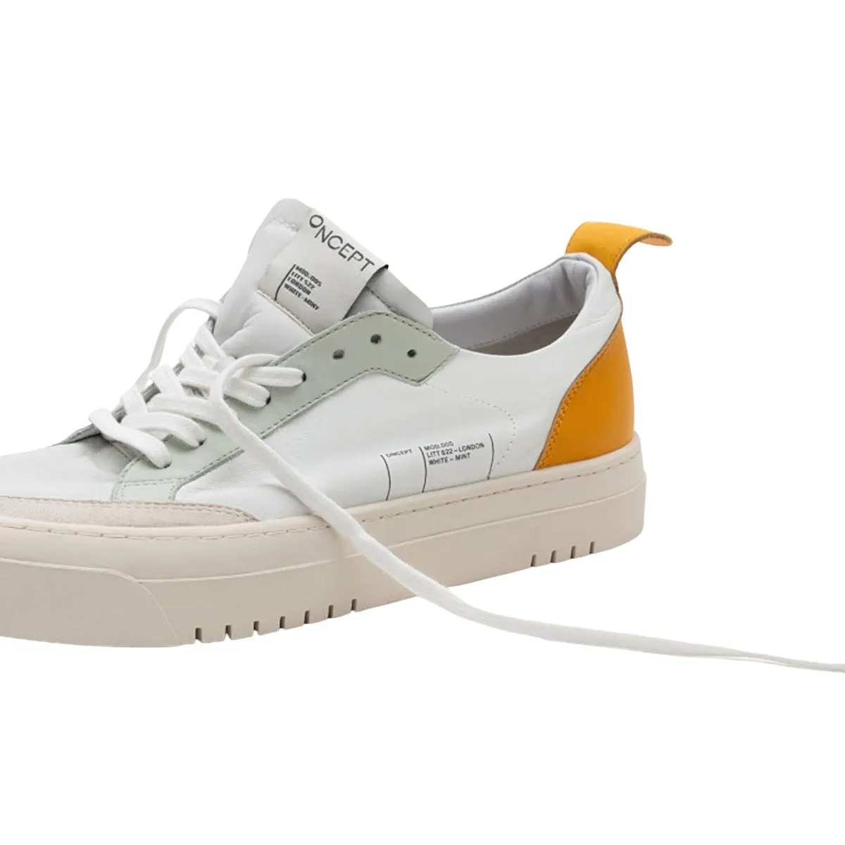 Oncept London White Mint Leather Platform Sneaker