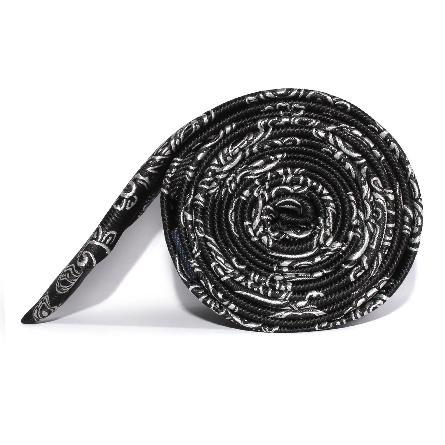 Paisley Coal Black Skinny Tie