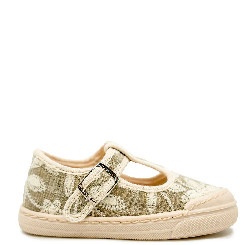 Pepe Taupe Floral T Strap Baby Sneaker