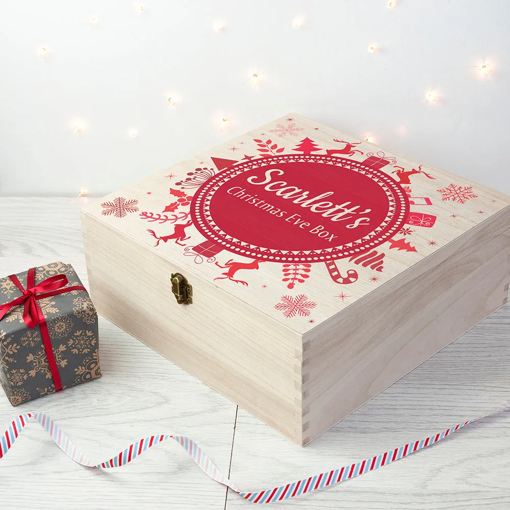 Personalised Christmas Eve Box With Snowflake Wreath