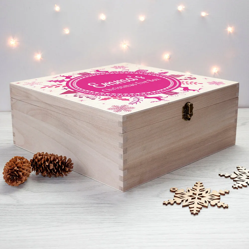 Personalised Christmas Eve Box With Snowflake Wreath