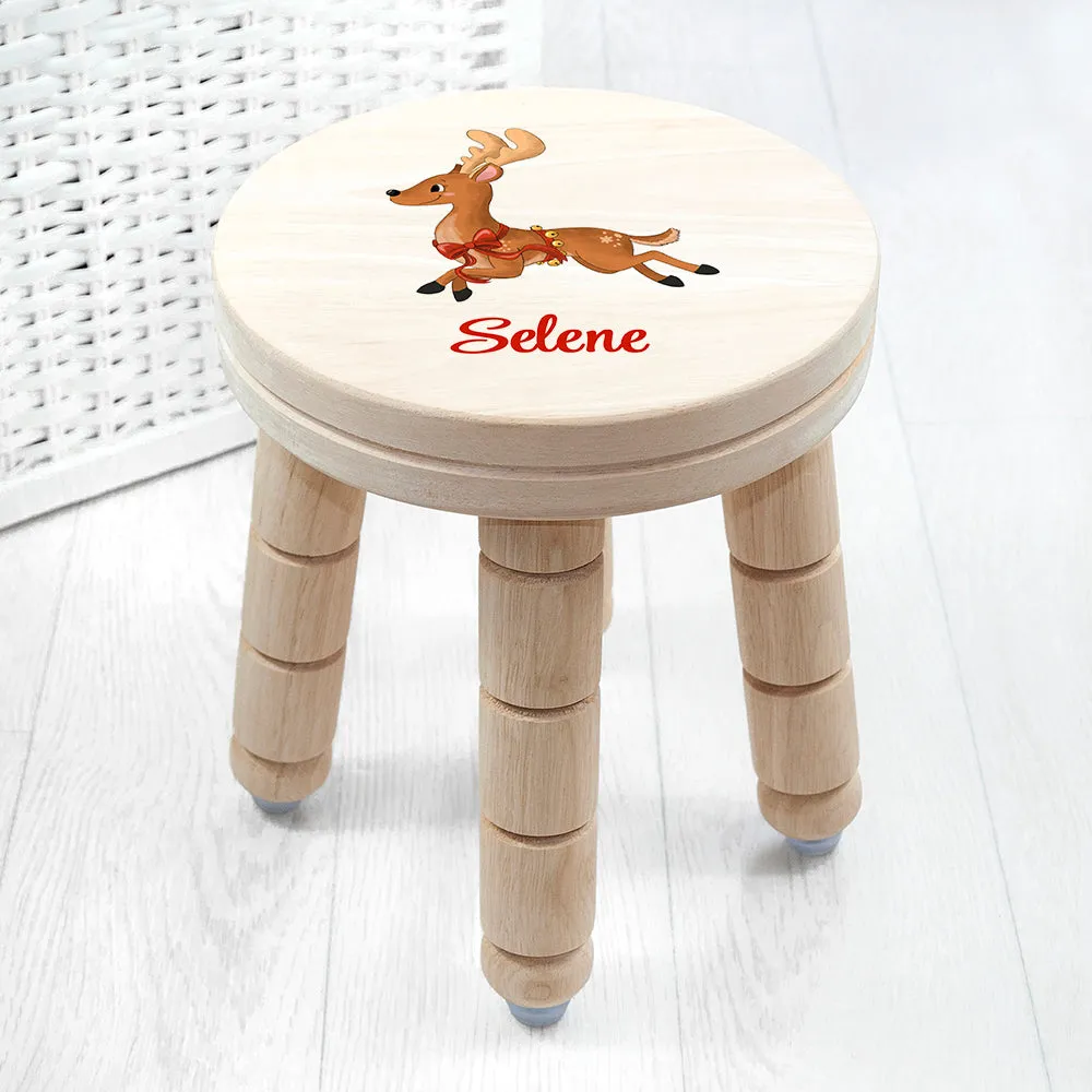 Personalised Christmas Reindeer Wooden Stool