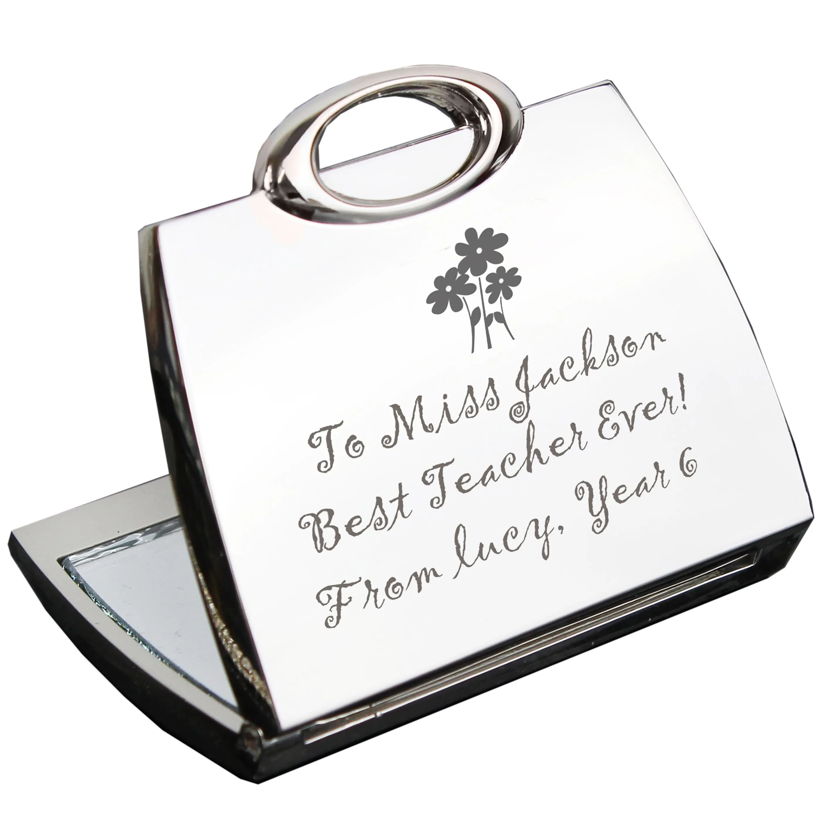 Personalised Flowers Handbag Compact Mirror