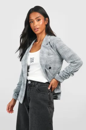 Petite Check Button Sleeve Blazer