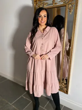 Pink Tiered Shirt Dress Petra