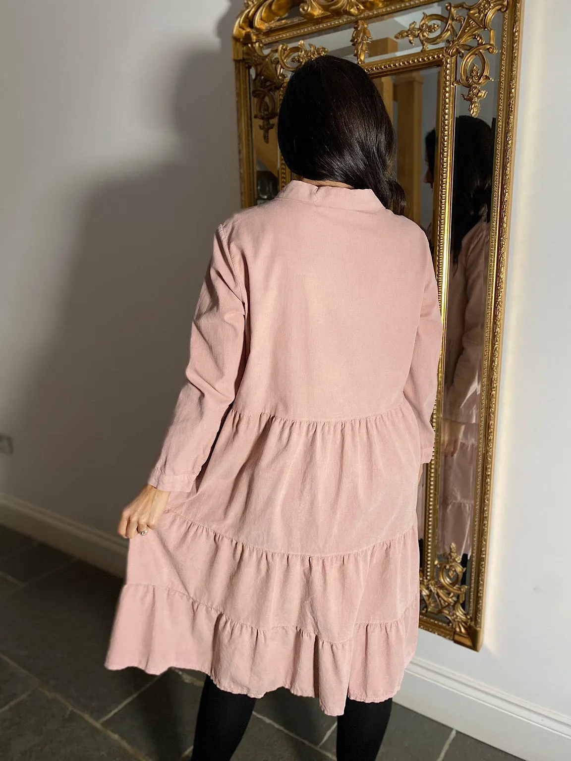 Pink Tiered Shirt Dress Petra