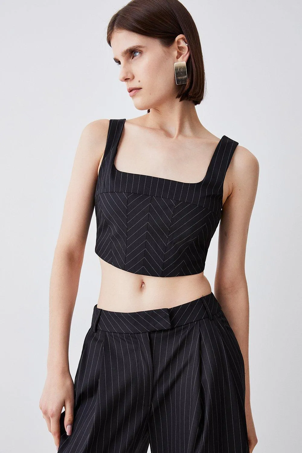 Pinstripe Bralet Top | Karen Millen